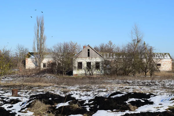 Opuštěný Dům Staré Struktury Školky Zima Opuštěné Budovy — Stock fotografie