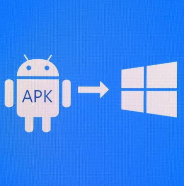 Rusya, Poltavskaya köyü - 13 Ağustos 2016: Windows 10 logo android logosu. Uyumluluk simgesi.