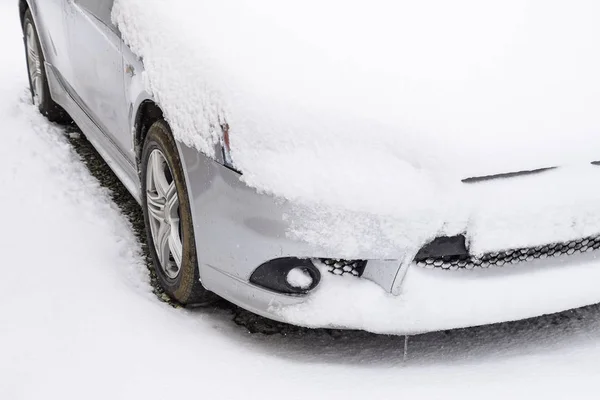 Einschlafen Nassen Schnee Auto Schneefall Aus Nassem Schnee Schnee Liegt — Stockfoto