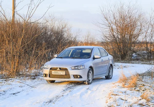 Elitnyy Federacja Rosyjska Stycznia 2017 Spadam Samochód Śnie Mokry Śnieg — Zdjęcie stockowe