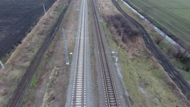 Railway. The span over the railway tracks. — Stock Video