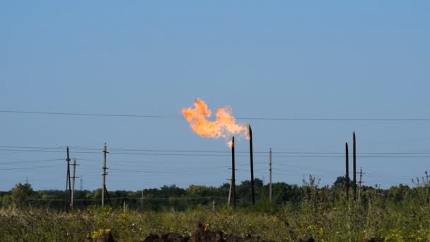 Факельная система на нефтяном месторождении — стоковое видео
