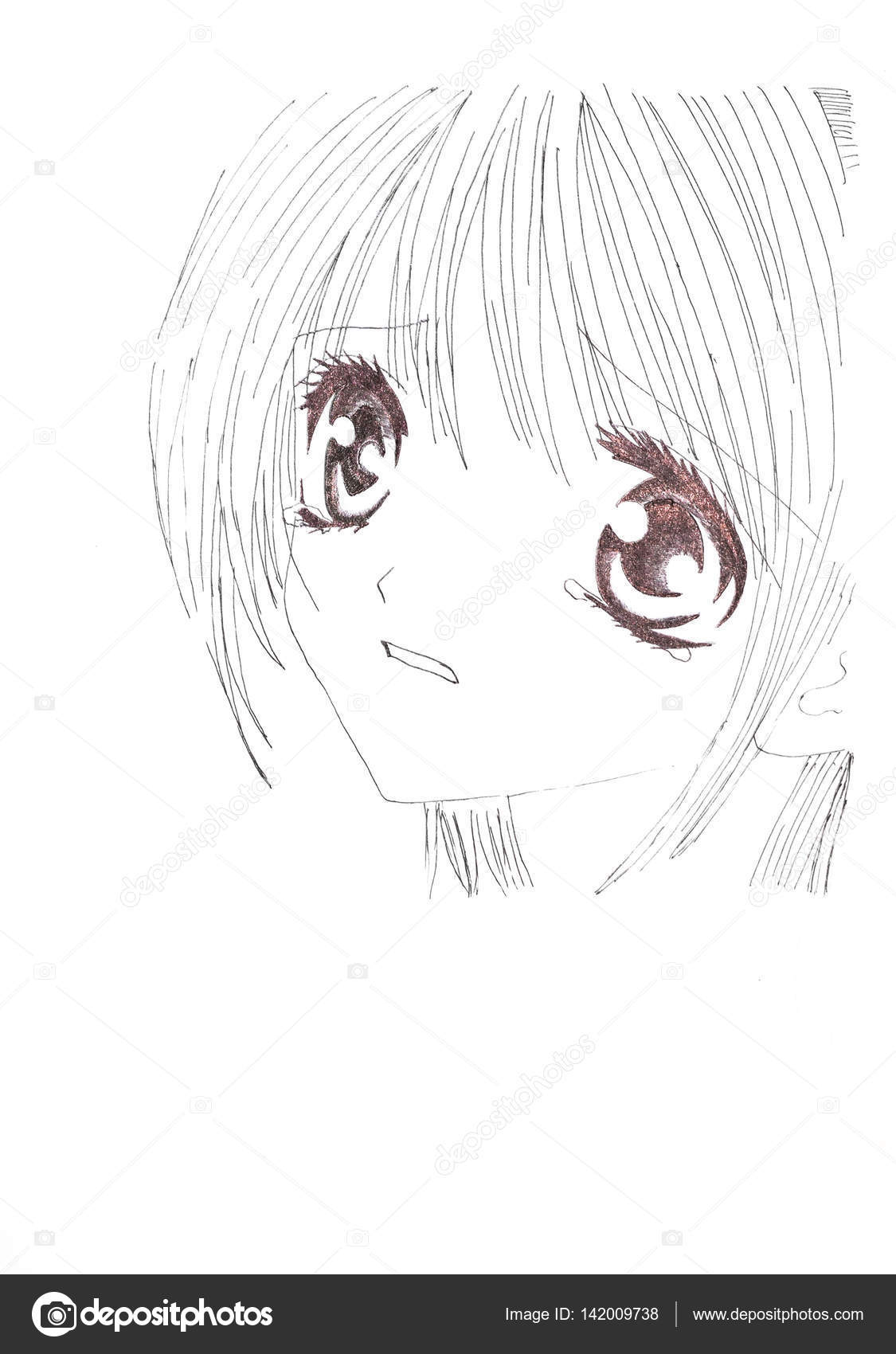 Disegno in stile anime Foto di una ragazza nella foto in stile anime giapponese — Foto di fotogigi85