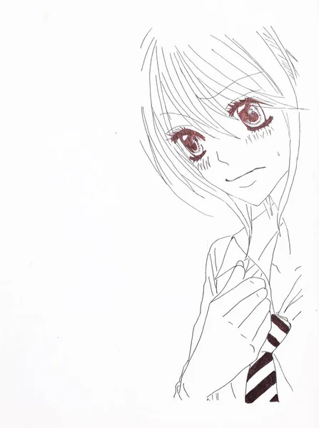 Dibujo en el estilo de anime. Imagen de una chica en la foto en el estilo de anime japonés . —  Fotos de Stock