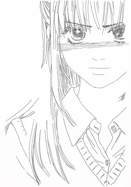 Drawing in the style of anime. Picture of a girl in the picture in the style of Japanese anime. — Stock Photo, Image