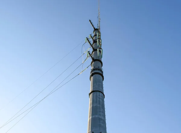 Wsparcie Linii Zasilającej Izolatory Przewody Wygląd Projektu — Zdjęcie stockowe