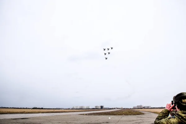 Krasnodar Russia Febbraio 2017 Air Show Sky Krasnodar Airport Flight — Foto Stock