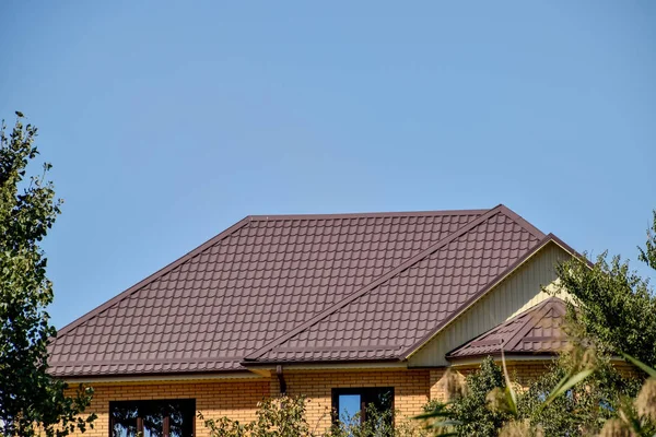 Roof Metal Sheets Modern Types Roofing Materials — Stock Photo, Image