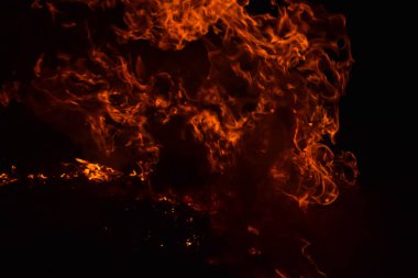 Ateşle. Geceleri pirinç kamışı yakmak.