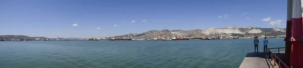 Panorama Tsemes Bay Novorossiysk Cidade Portuária — Fotografia de Stock