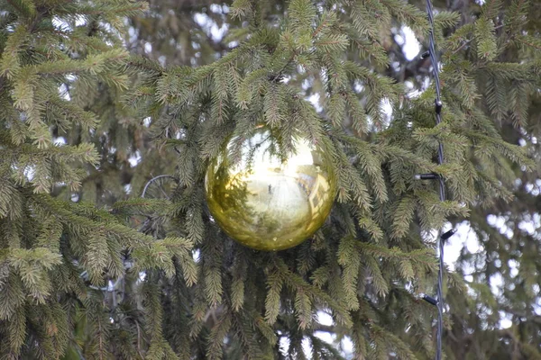 Decorações Árvore Ano Novo Tinsel Brinquedos Bolas Outras Decorações Árvore — Fotografia de Stock