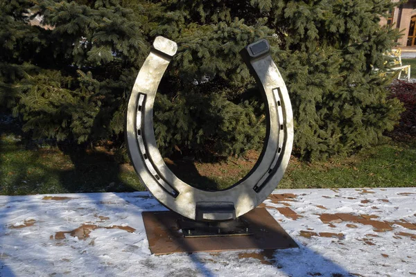 Sculpture Fer Cheval Symbole Bonne Chance — Photo