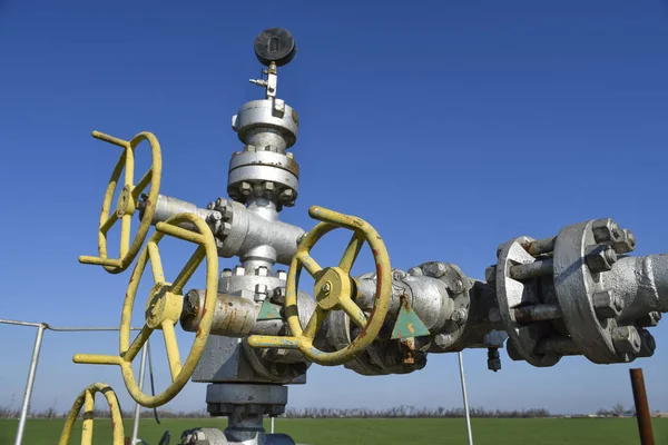 Poço Petróleo Equipamentos Tecnologias Nos Campos Petrolíferos — Fotografia de Stock