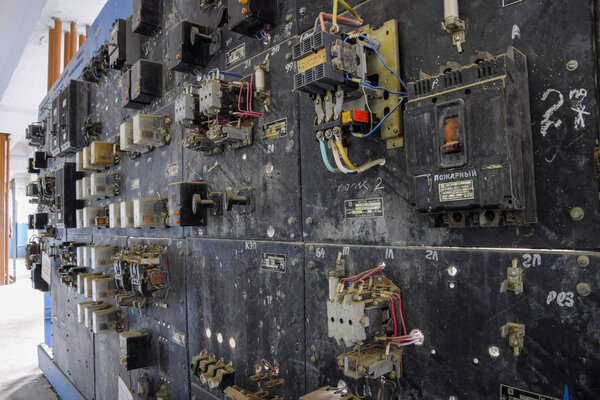 Electrical switchboard pumping station. Control units and electr