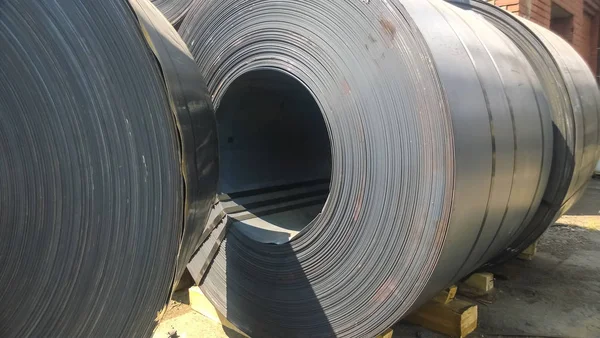 Chapas Acero Enrolladas Rollos Export Steel Embalaje Acero Para Transporte — Foto de Stock