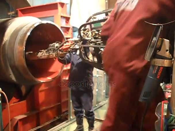 Baltic Sea Russia September 2016 Installation Centralizer Pipeline Device Aligning — Stock Video