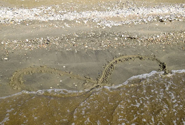 Skylten Oändlighet Havet Kuststaden Sand Stranden Symbolen För Infinity — Stockfoto