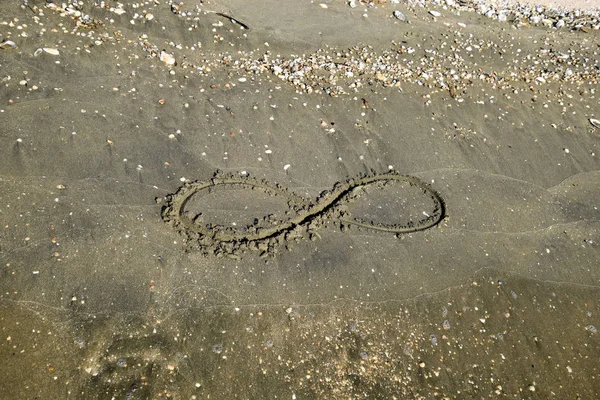 Знамення Нескінченності Морі Прибережний Пісок Пляжі Символ Нескінченності — стокове фото
