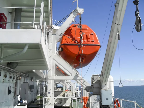 Ein Rettungsboot Falle Eines Unfalls Hafen Oder Auf Einem Schiff — Stockfoto