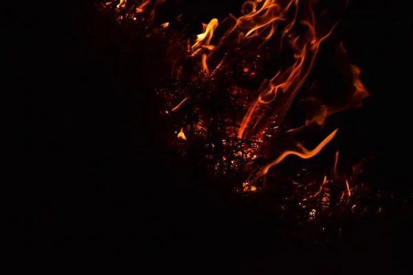 Fuoco Bruciatura Paglia Riso Notte — Foto Stock