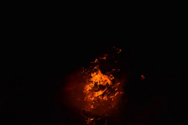 Φωτιά Κάψιμο Αχύρου Ρυζιού Νύχτα — Φωτογραφία Αρχείου