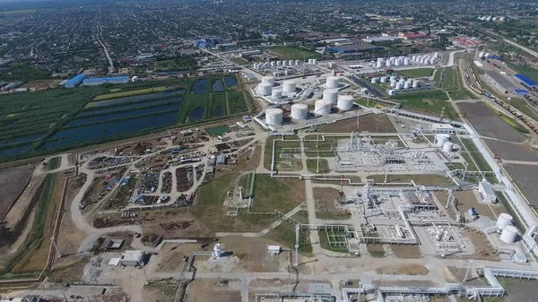 Instalação Refinaria Petróleo Para Refinação Primária Profunda Petróleo Equipamentos Tanques — Fotografia de Stock