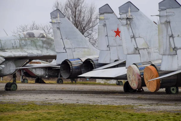 Krasnodar Russia February 2017 Military Aircraft Fighters Airport Old Decommissioned — Stock Photo, Image