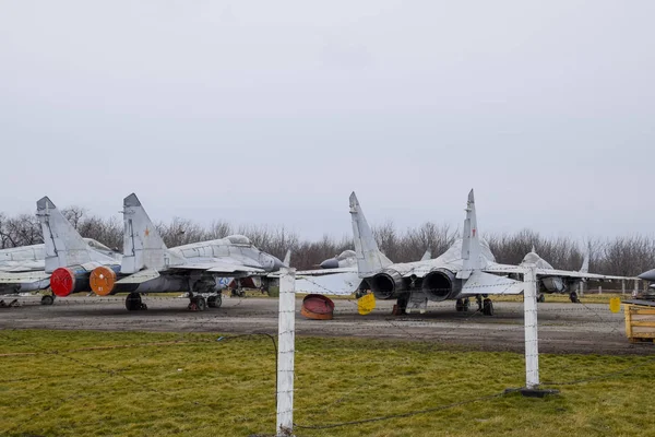 Krasnodar Rusland Februari 2017 Militaire Vliegtuigen Strijders Luchthaven Oude Afgedankte — Stockfoto