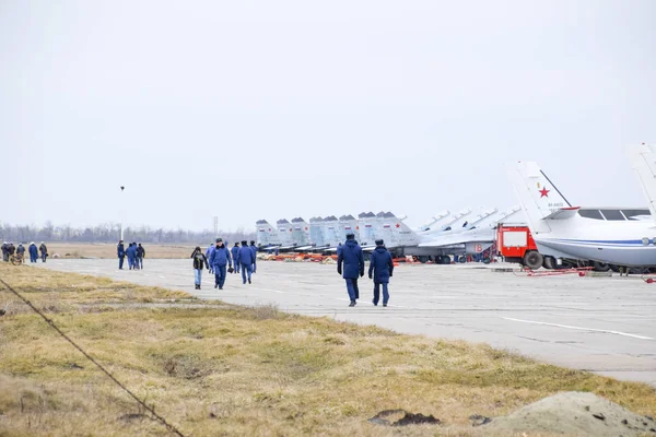 Krasnodar Rusland Februari 2017 Militair Vliegveld Krasnodar Exploitatie Van Vliegtuigen — Stockfoto