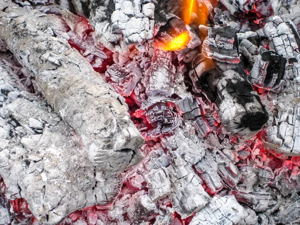 Charbons Fumants Dans Gril Brûler Feu Après Shish Kebab — Photo