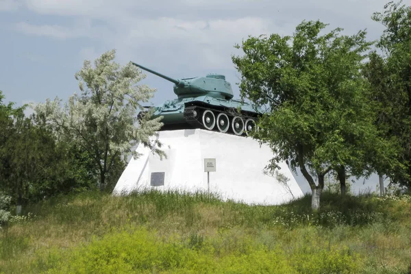 Temryuk Rusia Julio 2011 Tanque Militatank Monumento Militar Tanque Que — Foto de Stock