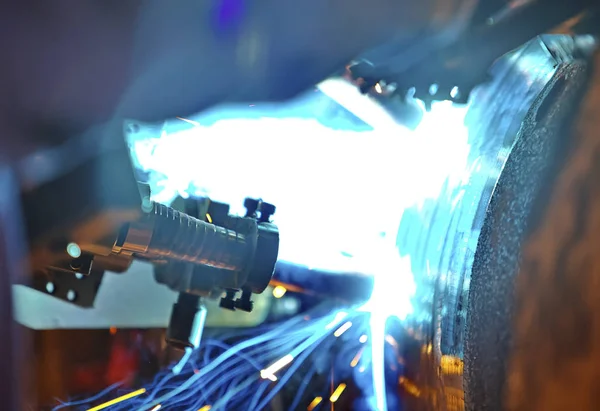 Butt Welding Underwater Pipeline Using Automatic Equipment Mobile System Welding — Stock Photo, Image