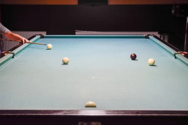 Billiards, billiard table. Balls on the billiard table. — Stock Photo, Image