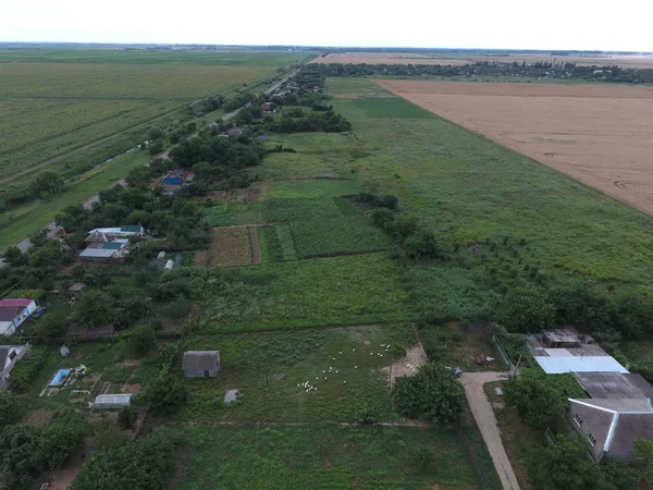 Üstten Görünüm kasaba Köyü Elitnyy. Sokak ve evler.