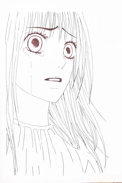 Σχέδιο στο στυλ του anime. Εικόνα ενός κοριτσιού στην εικόνα — Φωτογραφία Αρχείου
