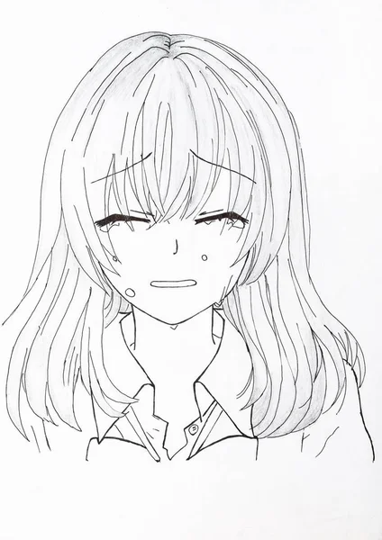 Çizim anime tarzında. Resimdeki kız resmi — Stok fotoğraf