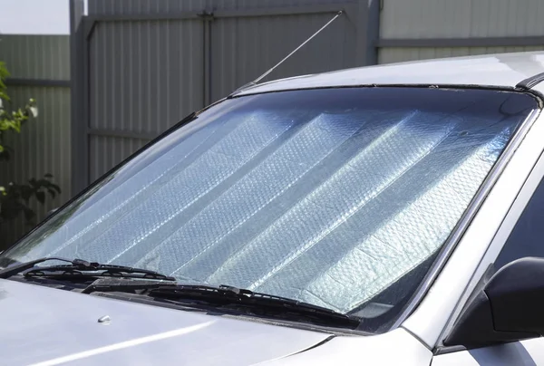 Solreflektorvindrutan Skydd Bilens Panel Mot Direkt Solljus — Stockfoto