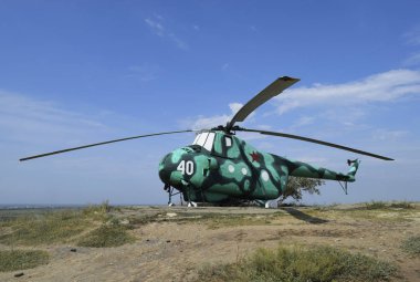 Savaş helikopterler müze sergisi. Askeri Hill. Temryuk Müzesi.
