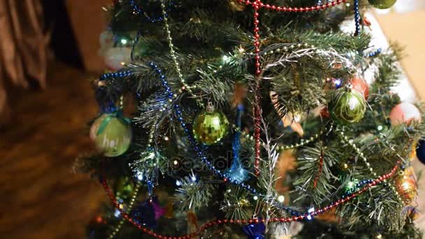 Noel Oyuncaklar Noel Ağacı Süsler Tinsel Topları Oyuncaklar Dekore Köknar — Stok video