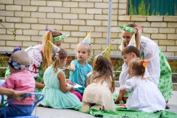 Village Poltavskaja Russia September 2017 Leisure Preschool Children Animators Children — Stock Photo, Image