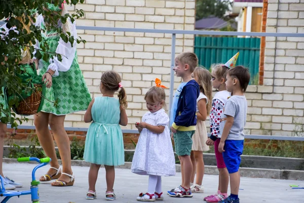 Aldeia Poltavskaja Rússia Setembro 2017 Lazer Crianças Pré Escolares Animadores — Fotografia de Stock
