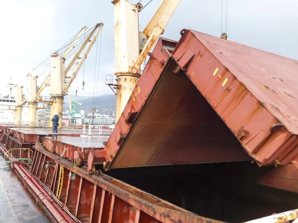 Techo Acero Plegado Bodega Barco — Foto de Stock