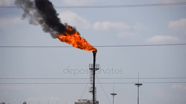 Palnik gazowy dla niepalących. Zanieczyszczenie środowiska. System palnik na olej pole — Wideo stockowe