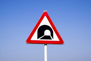 A road sign warning about the tunnel. clipart