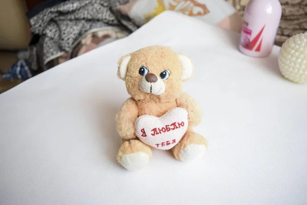 Krasnodar Rússia Fevereiro 2015 Tecido Brinquedo Macio Costurado Fundo Branco — Fotografia de Stock