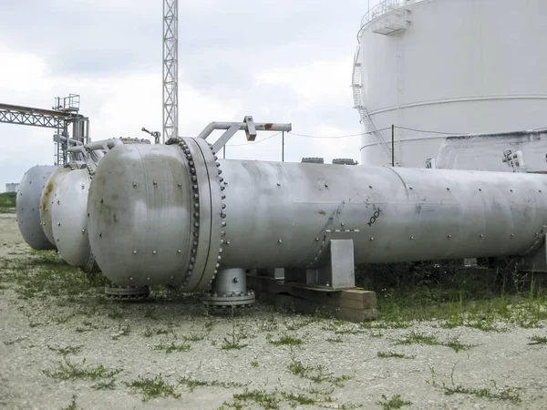 New Heat Exchangers Ready Installation Heat Exchangers Refinery Equipment Oil — Stock Photo, Image