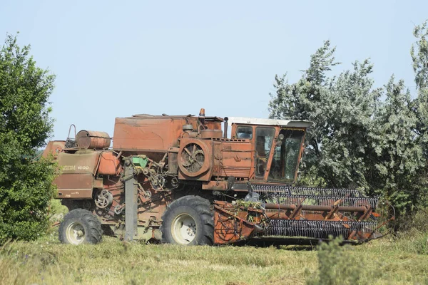 Poltavskaya Village Ryssland September 2017 Kombinera Skördare Jordbruksmaskiner — Stockfoto