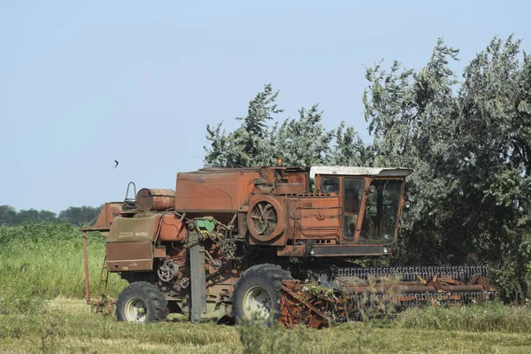 Poltavskaya Village Russia September 2017 Old Rusty Combine Harvester Combine — Stock Photo, Image