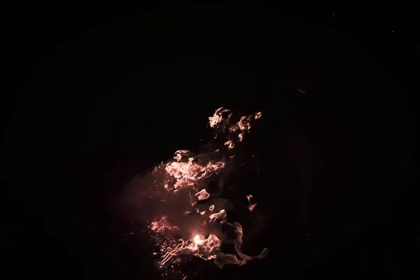 Вогонь Спалювання Рисової Соломи Вночі — стокове фото