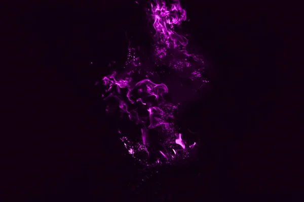 Llama Violeta Fuego Quemadura Paja Arroz Por Noche — Foto de Stock